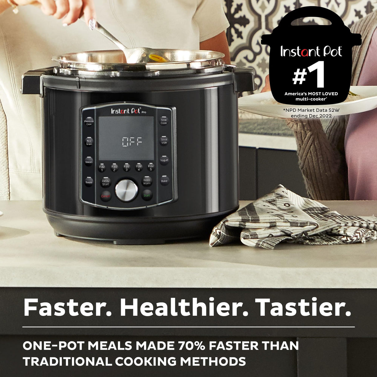 Instant Pot Pro 10-in-1 Pressure Cooker, Slow Cooker, Rice/Grain Cooker, Steamer, Sauté, Sous Vide, Yogurt Maker, Sterilizer, and Warmer, Includes App With Over 800 Recipes, Black, 6 Quart Instant Pot