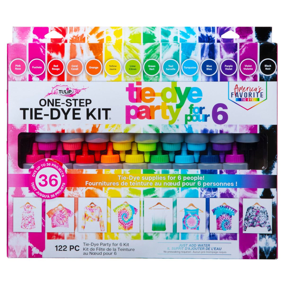 Tulip One-Step Tie-Dye Kit Party Supplies, 18 Bottles Tie Dye, Rainbow, 1 Count (Pack of 1) Tulip