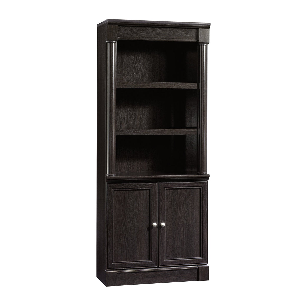 Sauder Palladia Library with Doors/Book Shelf, L: 29.37" x W: 13.90" x H: 71.85", Wind Oak finish Sauder