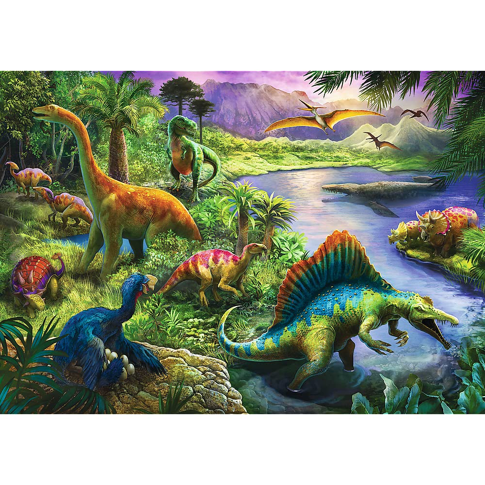 Trefl Predatory Dinosaurs 200 Piece Jigsaw Puzzle Red 19"x13" Print, DIY Puzzle, Creative Fun, Classic Puzzle for Adults and Children from 7 Years Old Trefl