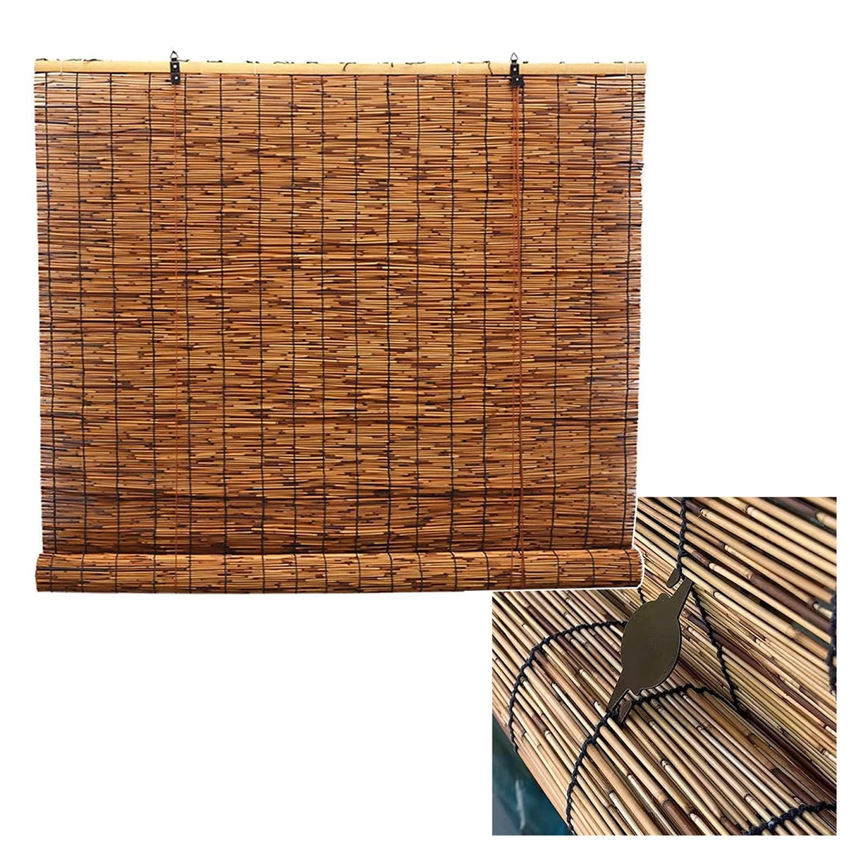 80% Blackout Roller Blinds Bamboo Screen Shades 25" 26" 27" 28" 31" 32" 33" 34" 35" 36" 40" 41" 42" 43" 44" 45" 46" 47" 49" 50" 56" 57" 72" Protective Privacy Drape Cordless Coffee (Size : 36" W x 64 WoodArtSupply