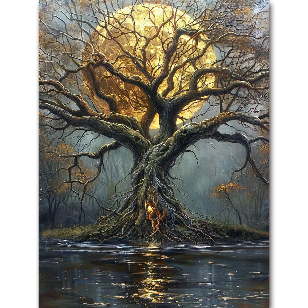 igoodom Diamond Art Kits for Adults, Tree of Life Diamond Painting Kit, Full Drill Round Tree Diamond Art Kits, DIY Gem Art and Crafts for Home Wall Decor Gift 12x16inch igoodom