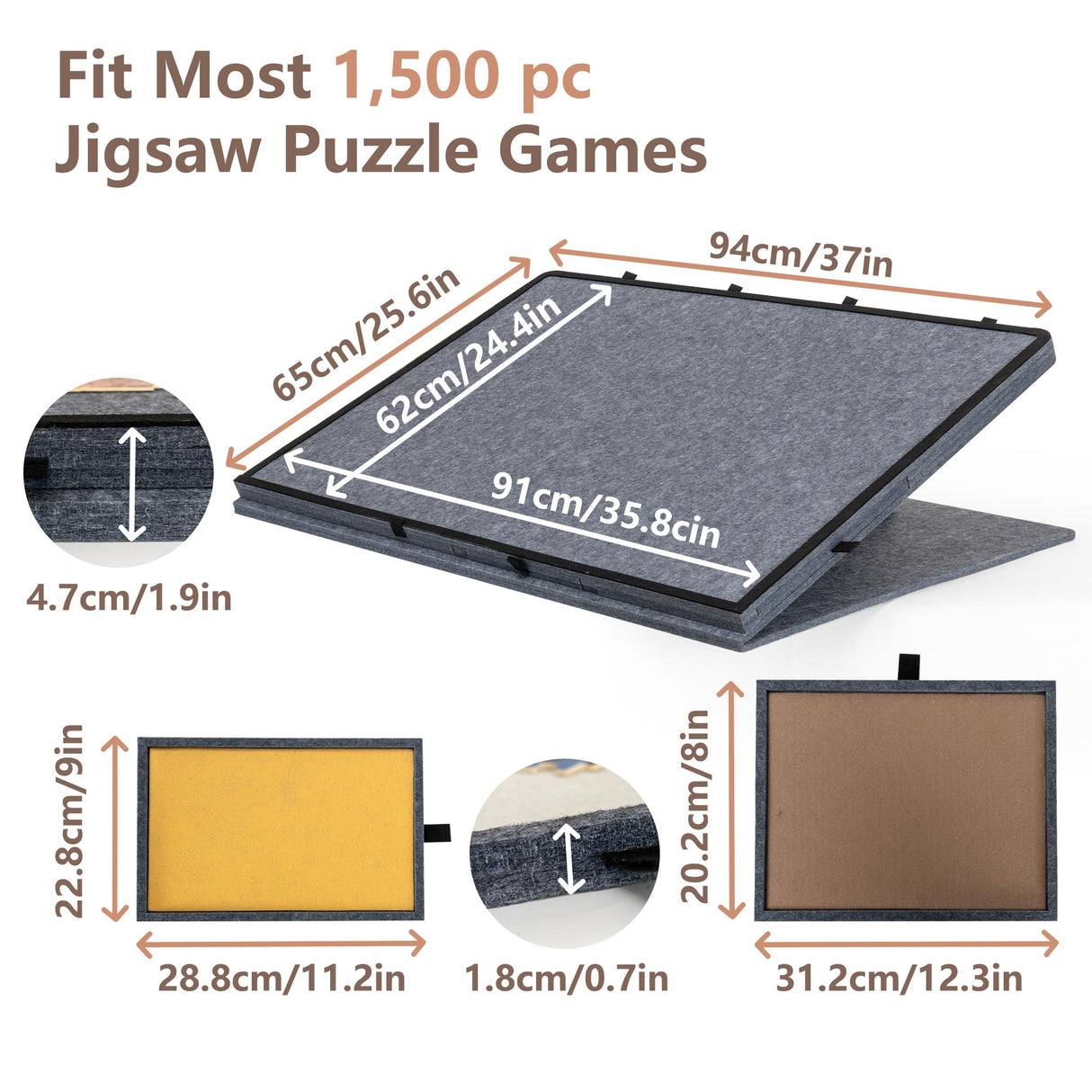 Becko US Tilting Puzzle Board with 2-in-1 Designed Stand & Cover, Lightweight Felt Storage Case with 8 Drawers for Adults, Portable Jigsaw Puzzle Table for Games Up to 1500 Pieces