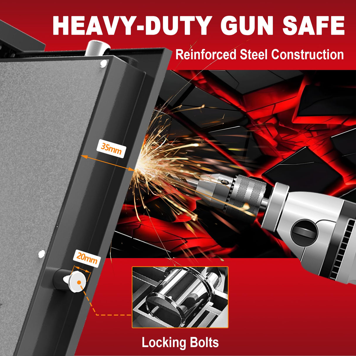 8-10 Fingerprint Gun Safe for Rifles and Pistols, No Assembly Required Quick Access Biometric Gun Cabinet, Large Gun Locker for Pistols and Shotguns, Dual Alarm & Mute Mode Switching SHICHI