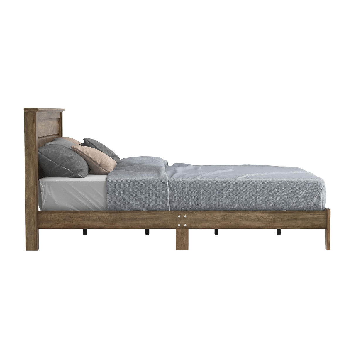 Galano Tiena Queen Bed Frame in Knotty Oak with Wooden Slat Support Galano