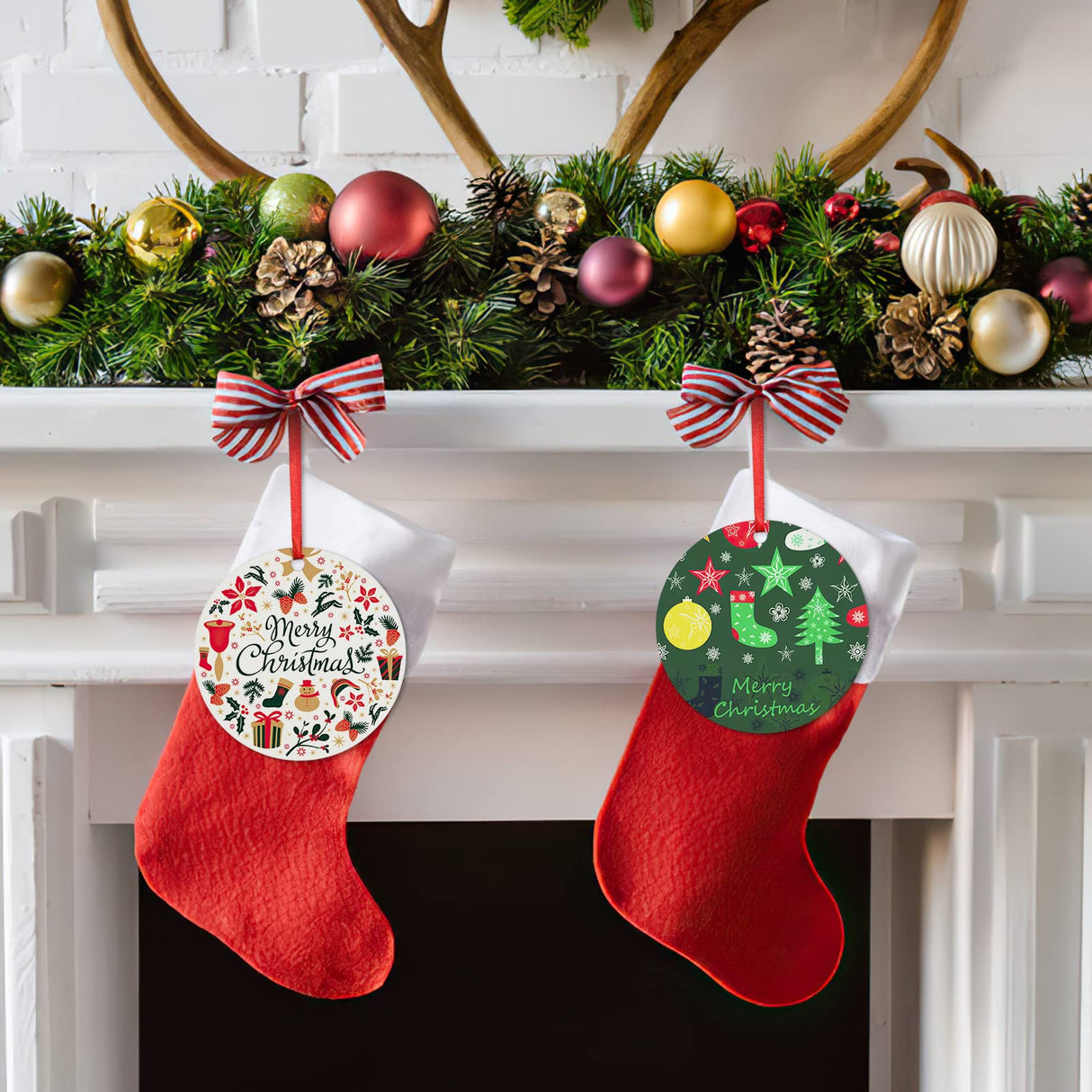 3.15" Sublimation Ornament Blanks, 20 Pieces Round Blank Sublimation Ornaments Personalized Christmas Ornament Blanks for Christmas Tree Decor HooAMI