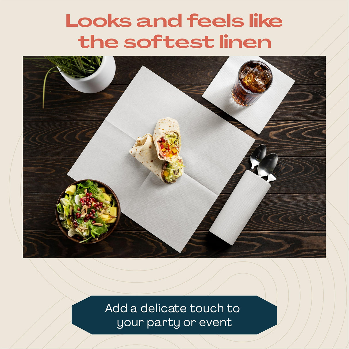 200 Linen-Feel Lunch Napkins - Disposable Cloth-Like Luncheon Paper Napkins - Soft and Absorbent Cloth-Like Napkins For Kitchen, Parties, Weddings, Dinners or Events (Pack of 200) LINTEXT