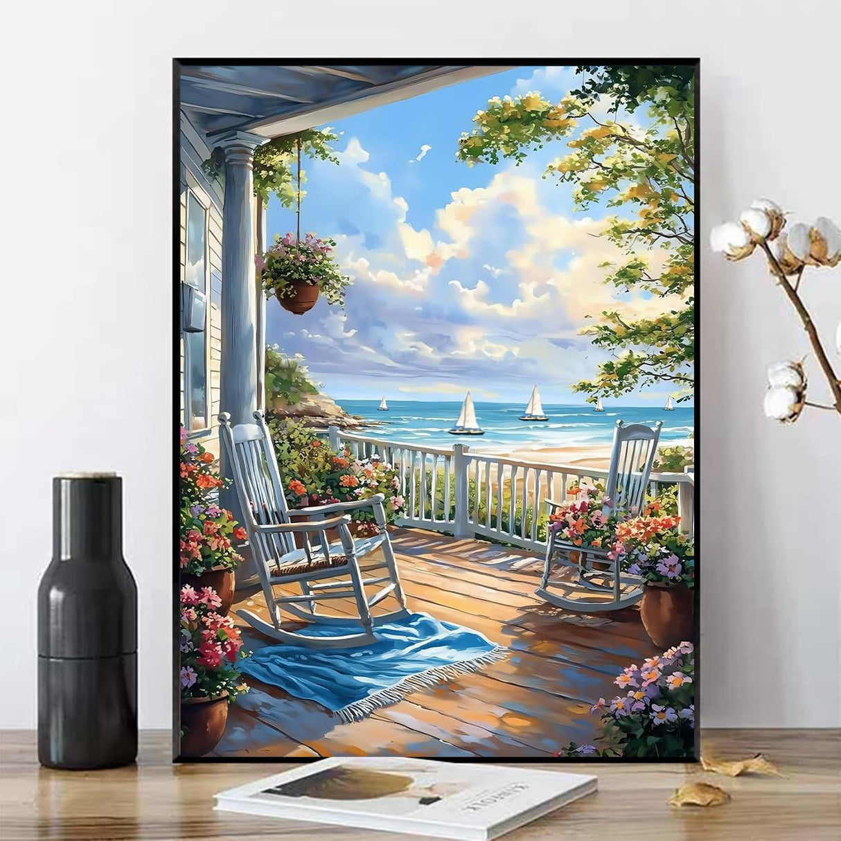 xcemhil Beach Paint by Numbers Kit for Adults, Beach Painting by Numbers, Adult Paint by Number Kits Suitable for Gifts and Interior Decor 16x20 Inch xcemhil