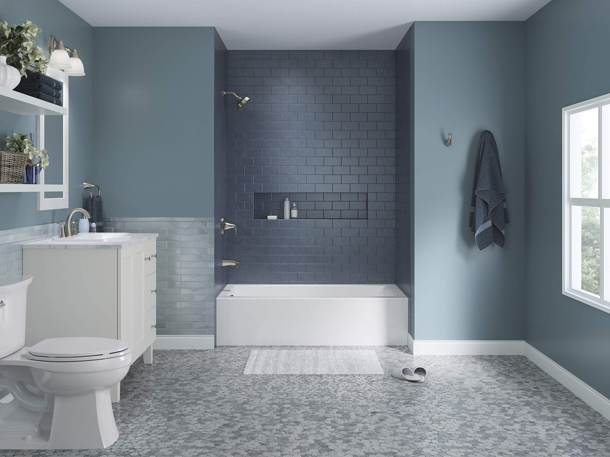 KOHLER K-26109-LA-0 Entity 60-Inch x 30-Inch Alcove Bath with Integral apron, integral flange and left hand drain, White KOHLER