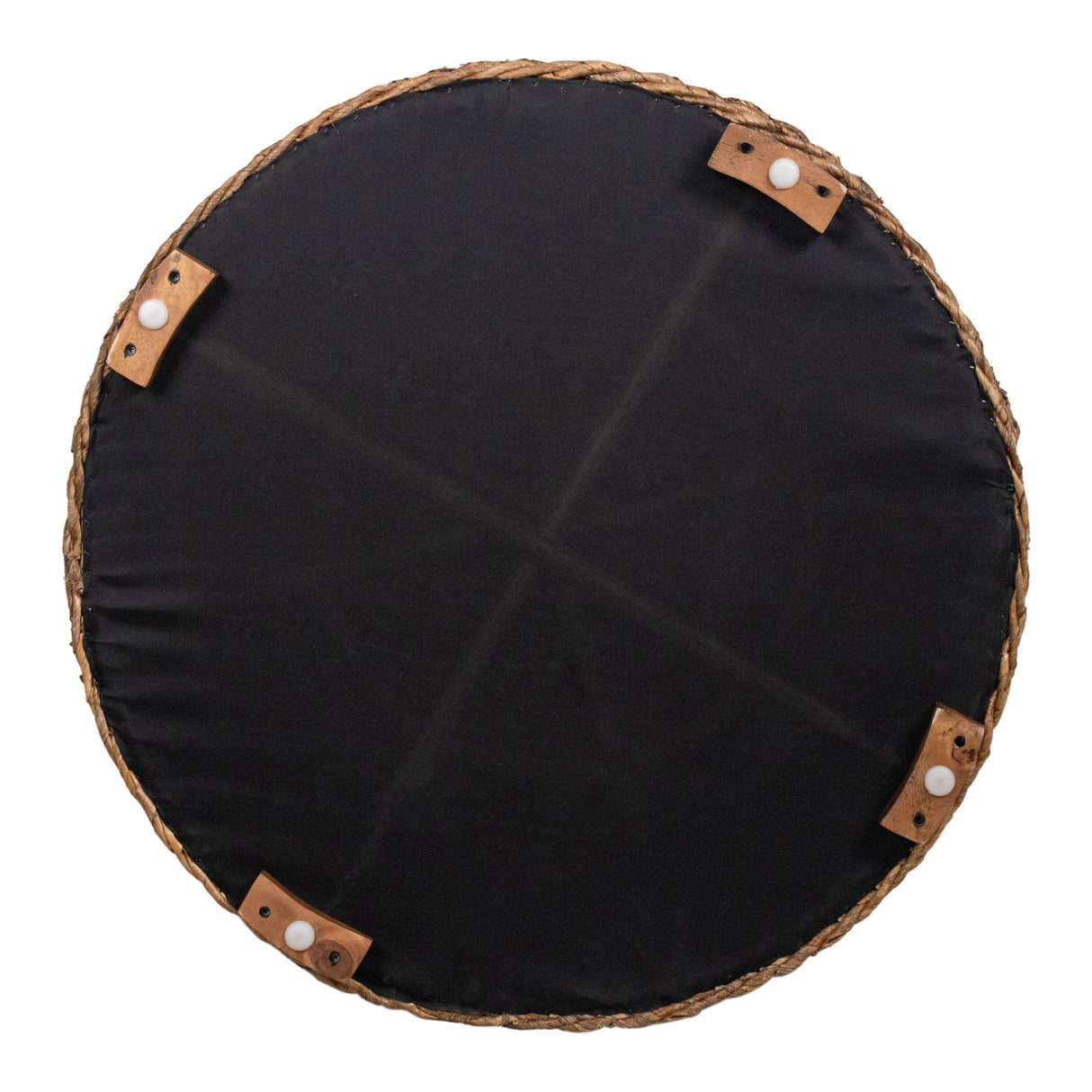 East at Main Abella Round Wicker Banana Leaf Coffee Table, Coastal Boho Abaca Coffee Table with Natural Finish, 28.5" W – Handcrafted Farmhouse Accent Table for Living Room or Small Spaces