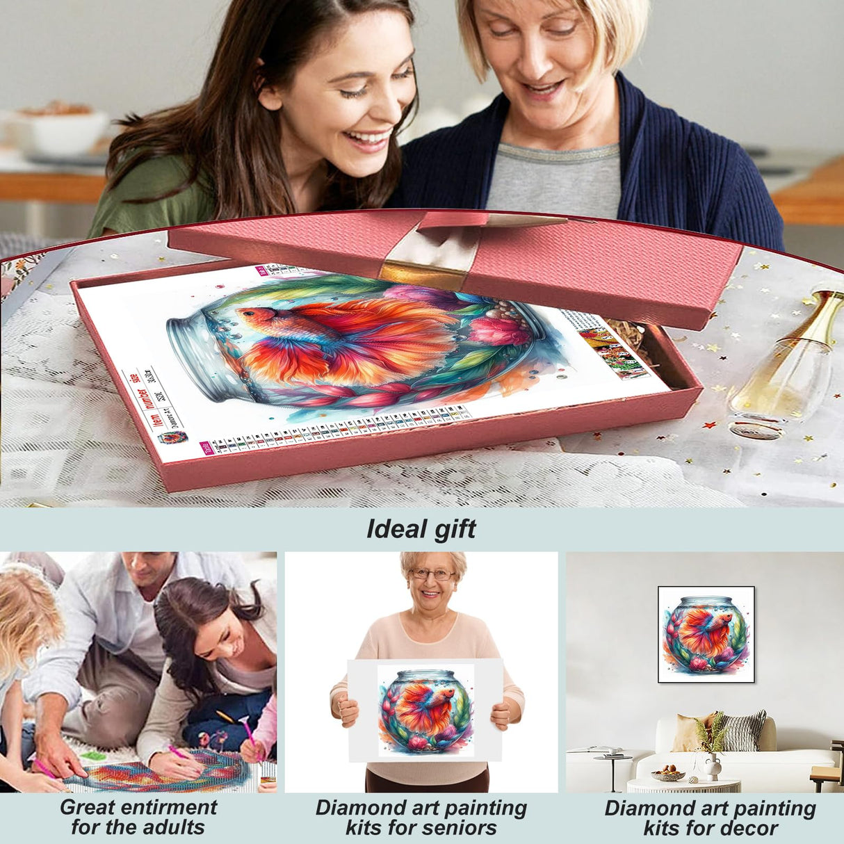 Acudotr Goldfish Diamond Painting Kits for Adults, 5D DIY Diamond Art Kits for Beginners, Full Drill Diamond Painting Kits for Home Wall Decor, 12x12 Inch Acudotr