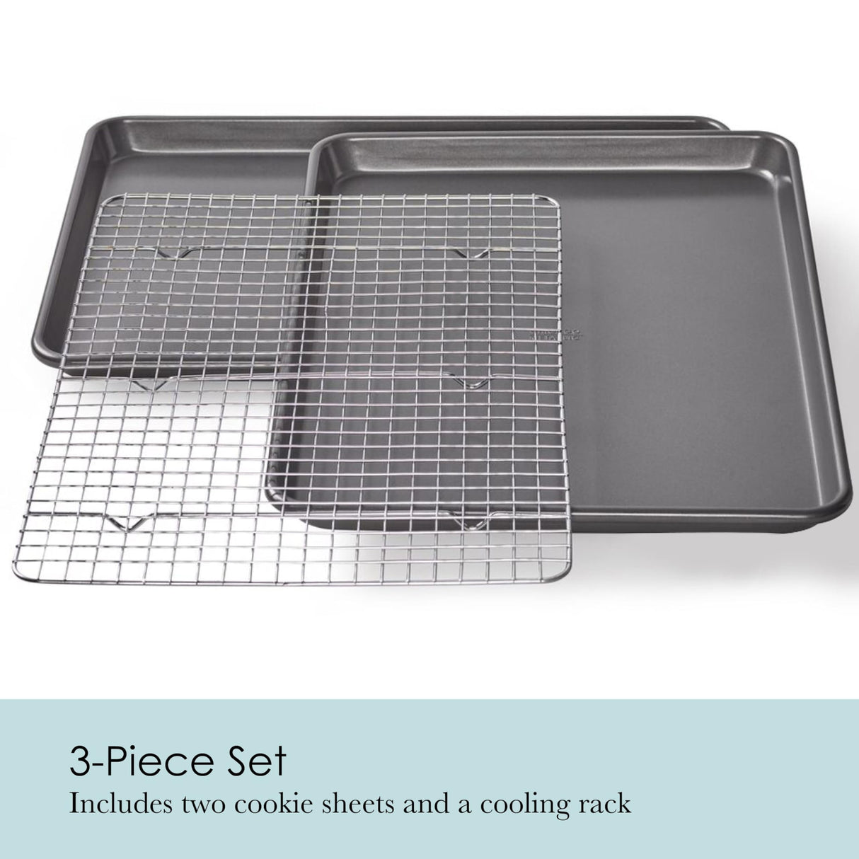 Chicago Metallic Professional Non-Stick Cookie and Jelly-Roll Pan Set with Cooling Rack, 17 by 12.25 Inches Chicago Metallic