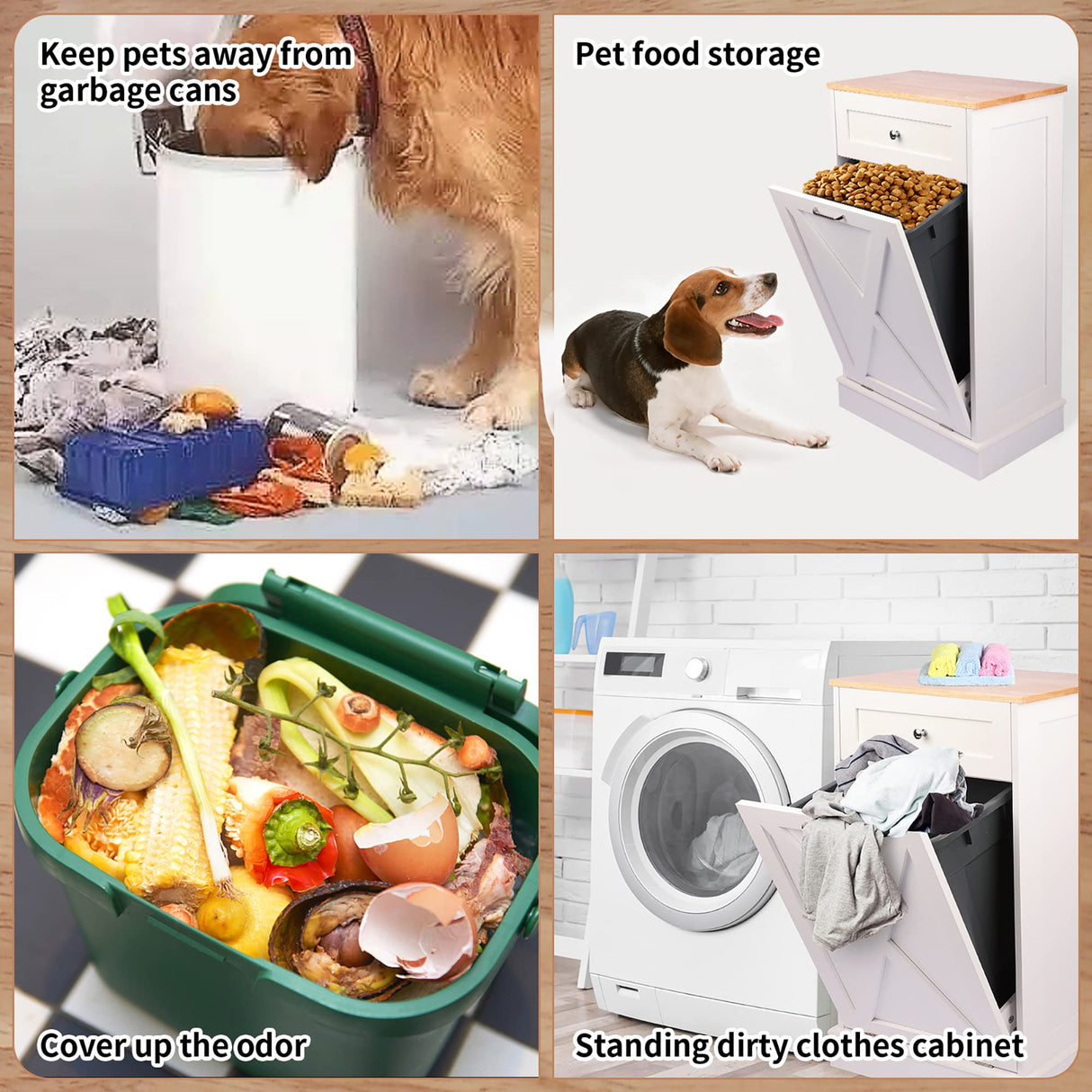 Betterhood Tilt Out Trash Cabinet 10 Gallon Wooden Free Standing Laundry Sorter Cabinet,Recycling Cabinet with Hideaway Drawer,Tilt Out Trash Cabinet Can Bin Kitchen (White) Betterhood