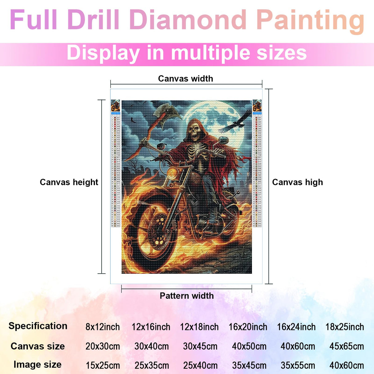 YOUSHIHA Motorcycle Skeleton Man Diamond Painting Kits for Adults,Vehicle Diamond Painting Art Kit for Adult,5D Gem Diamond Art Painting for Relatives and Friends Home Wall Decor Gifts 12x16 Inch YOUSHIHA