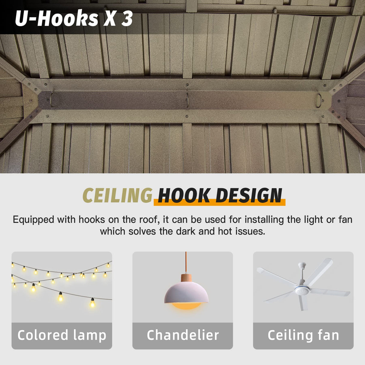 Domi Hardtop Gazebo 12x20FT, Outdoor Gazebo with Galvanized Steel Double Roof, Aluminum Frame, Built-in Gutter System, Curtain and Netting, Metal Gazebo Pavilion for Patio Deck Garden, Brown domi outdoor living