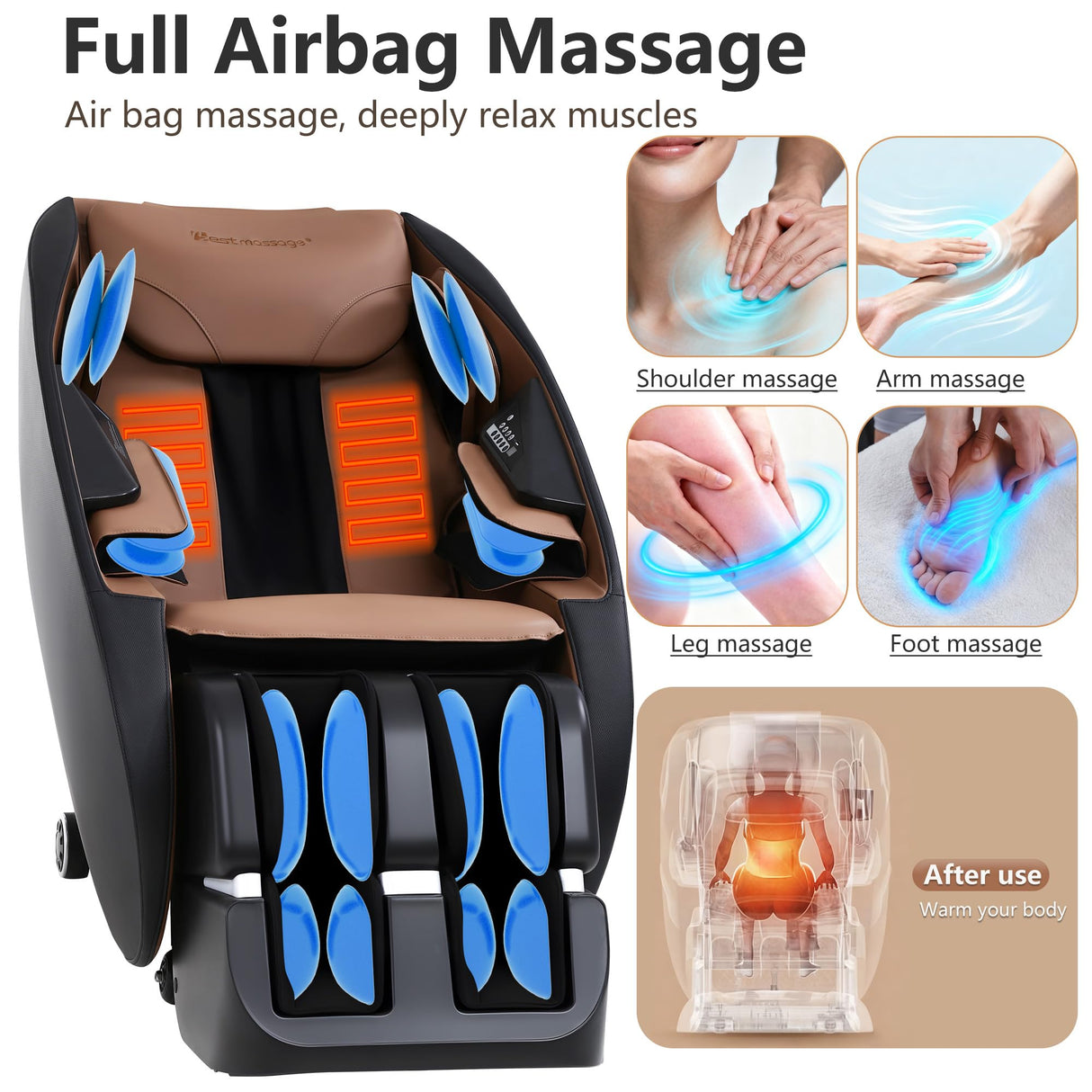 FDW 2025 Shiatsu Massage Chairs Full Body and Recliner Zero Gravity Massage Chair Electric with Built-in Heart Foot Roller Air Massage Easy to Move for Home Office,Black FDW