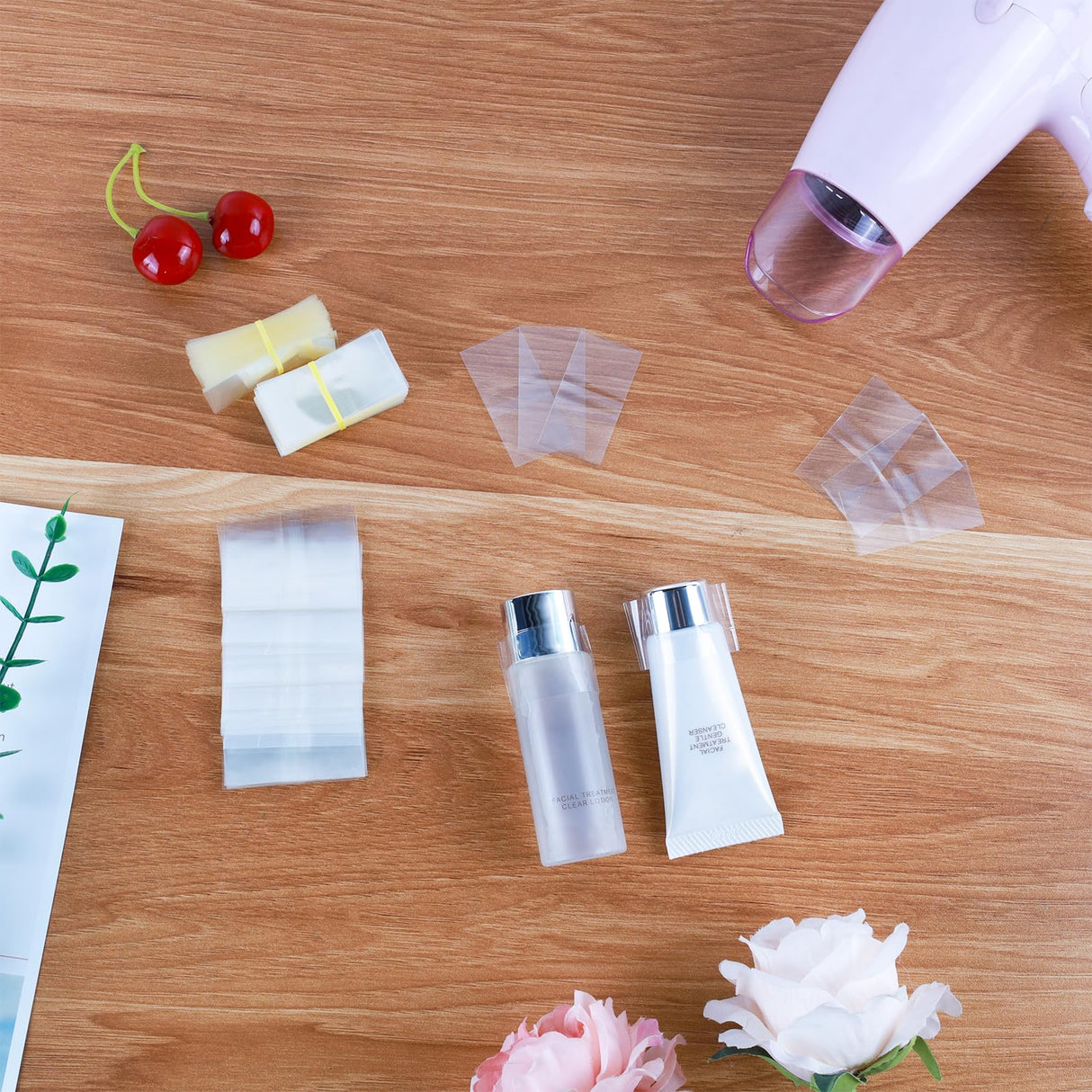 600 Pcs Shrink Wrap Perforated- Sublimation Shrink Sleeves for Dropper Bottles, Essential Oil Bottles, Lip Gloss Tubes(Clear,45x23mm, Diameter 3/4 to 1 Inch) JINUYYNA