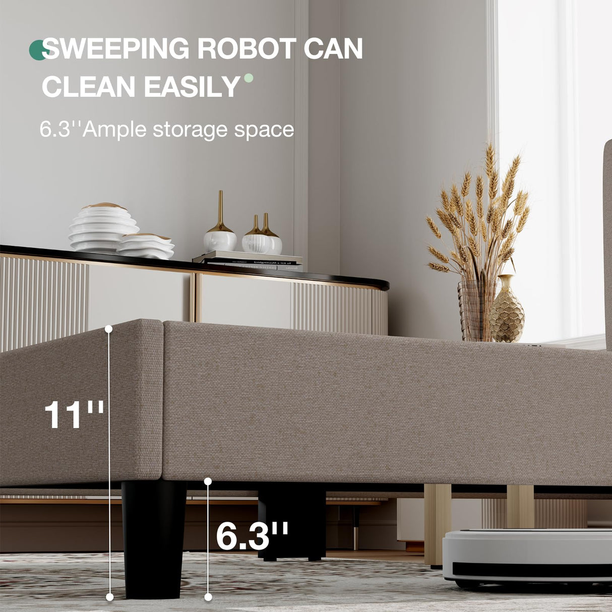 Novilla Full Size Bed Frame with Adjustable Headboard Platform Full Bed Frame with Linen Fabric Upholstered Headboard, No Box Spring Needed, Noise-Free, Wooden Slats Support, Easy Assembly, Beige Novilla