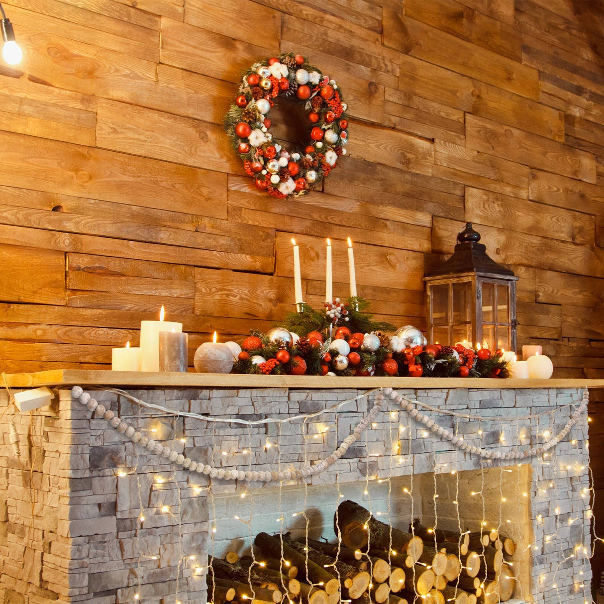 Christmas Wooden Bead Garland Wood Bead Garland Christmas Tree Decorations for Christmas Holiday Favors, 12 Feet (Retro White) Hicarer