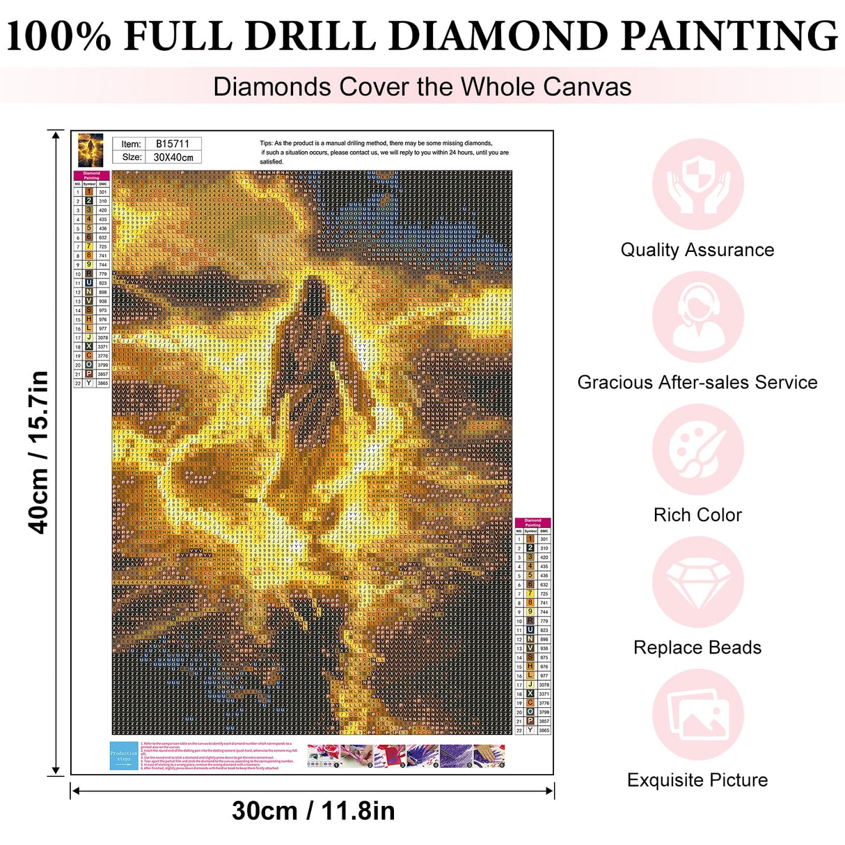 Yezavesu Jesus Diamond Art Kits for Adults, Jesus 5D Diamond Painting Kit for Beginners, DIY Round Full Drill Painting with Gem Art Kits for Home Wall Decor 12x 16 Inch Yezavesu