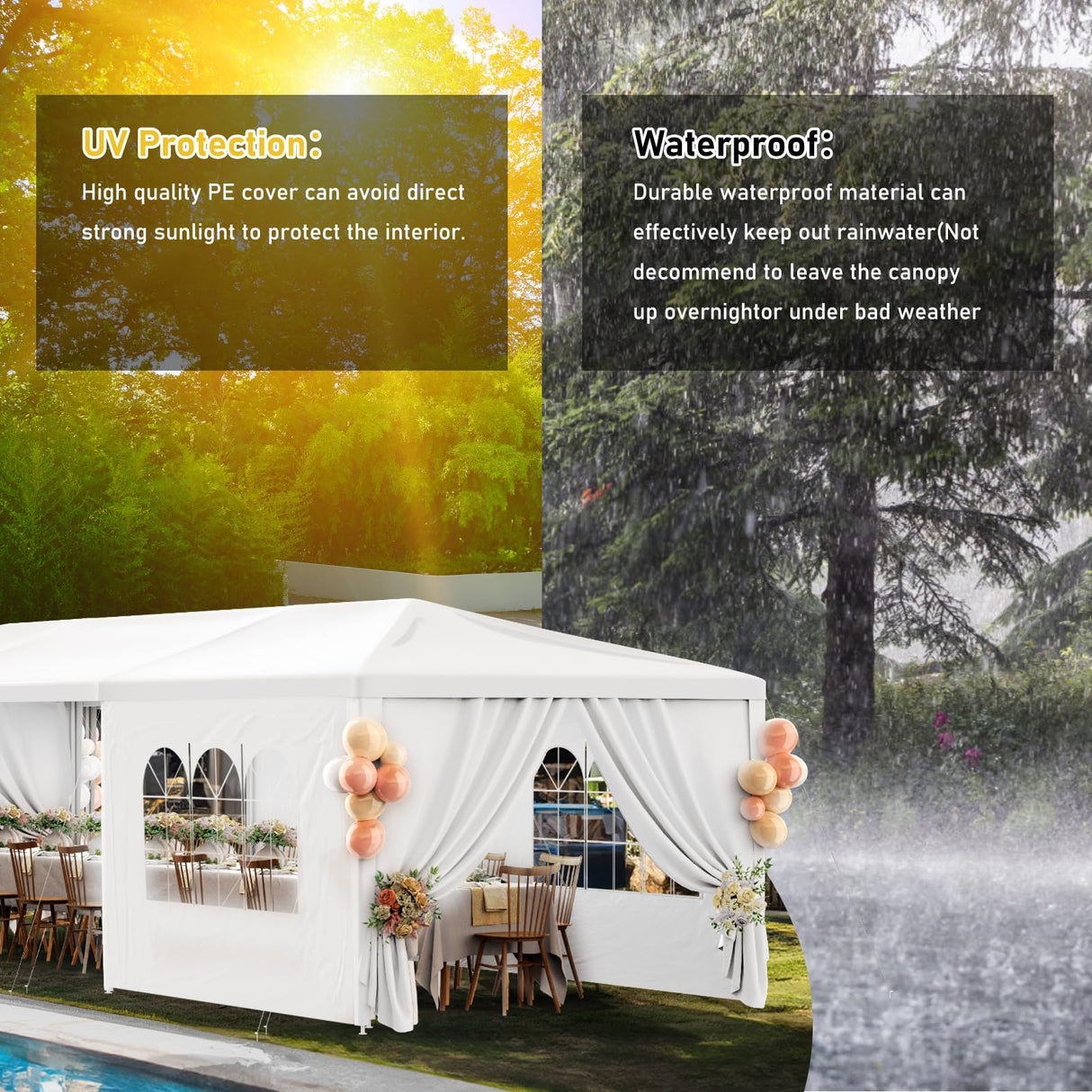 Party Tent 10x30 Outdoor Wedding White Tents for Parties, Heavy Duty Canopy Event Tents for Parties Gazebo Shelter with 7 Removable Sidewalls Waterproof Party Wedding BBQ Events Tent Shelter susici