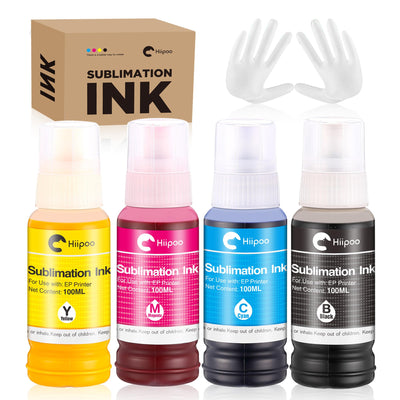 Hiipoo Sublimation Ink 522 Refilled Bottles Work with ET-2720 ET-2760 ET-2800 ET-15000 ET-2803 ET-2850 ET-3760 ET-4800 ET-4760 Inkjet Printer Heat Press Transfer on Mugs T-Shirts Pillows Phone Case