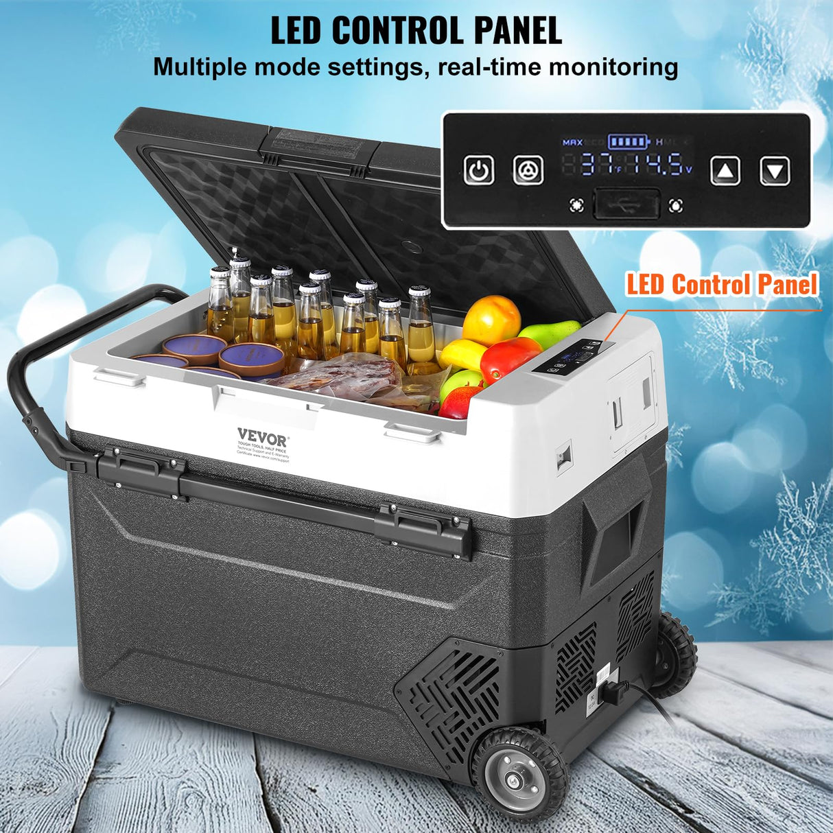 VEVOR J60 12 Volt Refrigerator Fridge, 60Liter(63.4qt) Single Zone Portable Freezer, -4℉-68℉ Adjustable Temperature, Compressor Cooler for Home, Outdoor, Camping, RV, Car, Black VEVOR