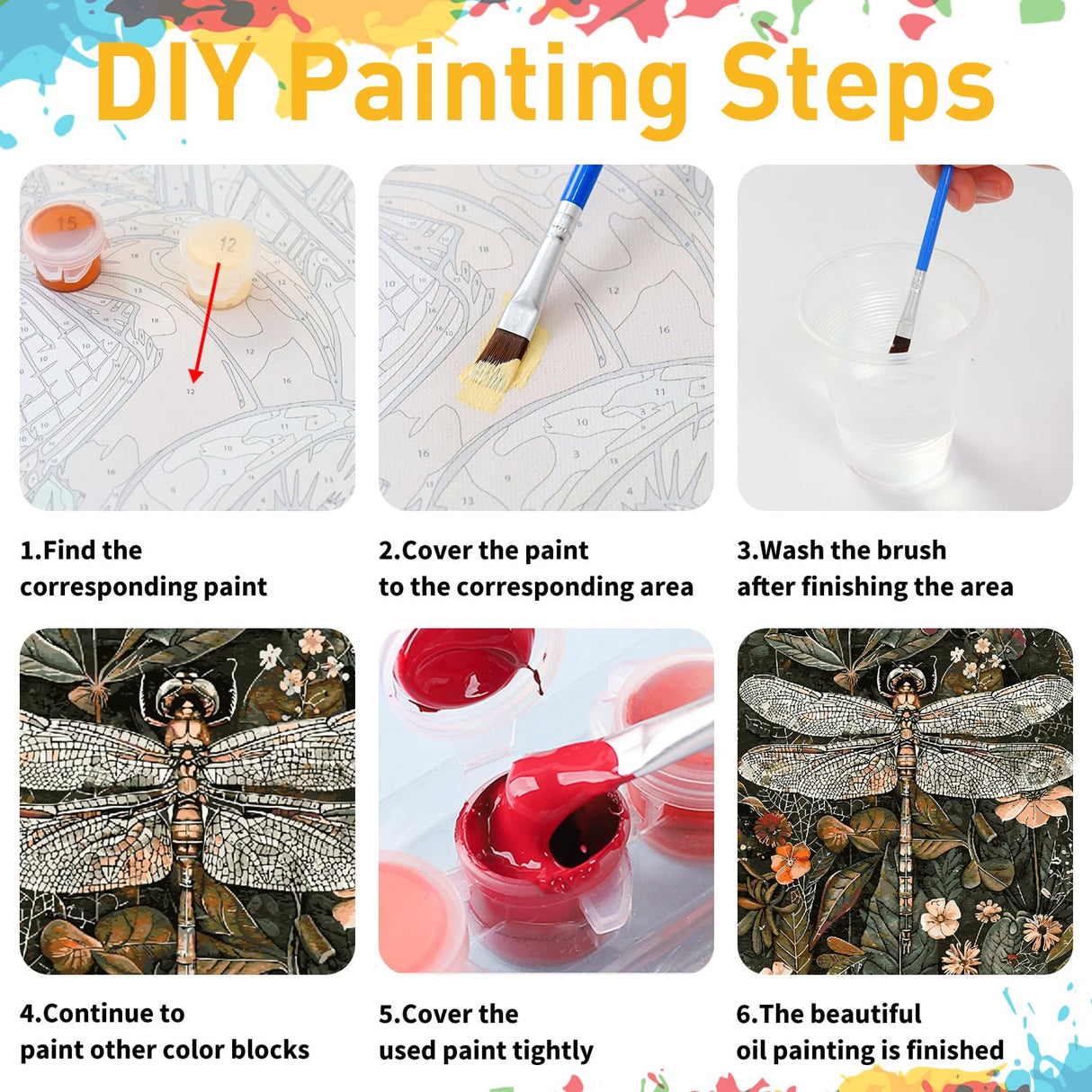 Paint by Numbers for Adult, Dragonfly Paint by Numbers Kit for Adults Beginners, DIY Dragonfly Acrylic Painting on Canvas for Home Wall Art Decor 16x20 Inch Mandun