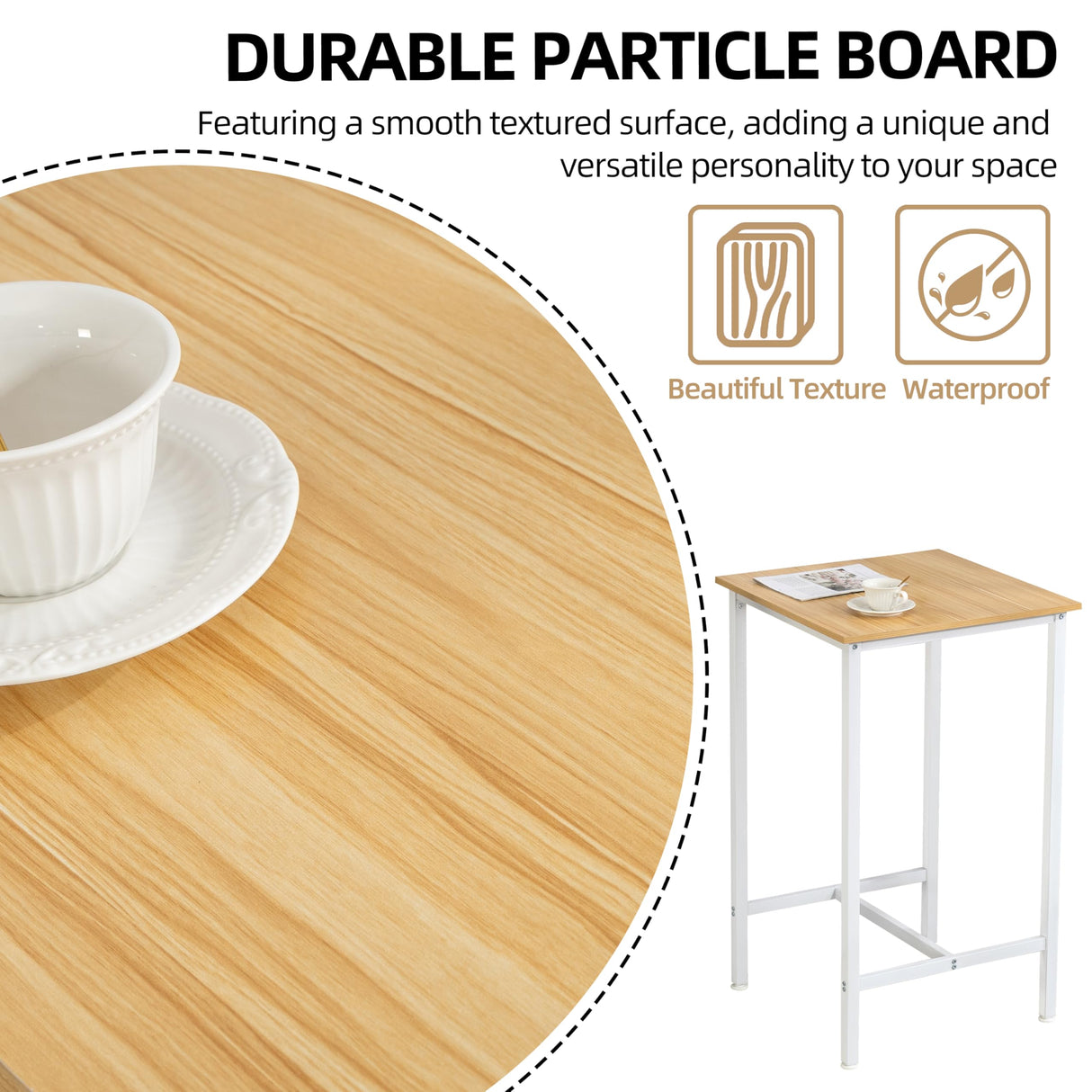 Finnhomy 23.6" Modern High Top Bar Table - Oak Beige & White Cocktail Table for Kitchen and Living Room Finnhomy