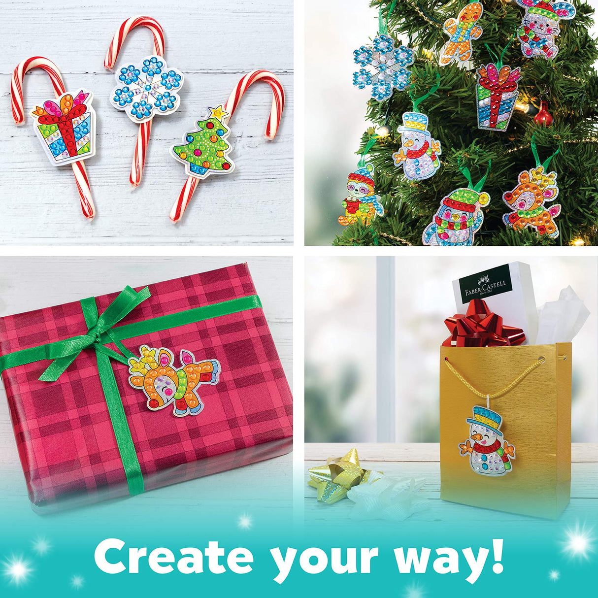 Creativity for Kids Big Gem Diamond Painting Kit: Holiday Stickers and Suncatchers - Diamond Painting Kits and Christmas Gifts, Christmas Crafts for Girls and Boys, Kids Gifts for Ages 6-8+ Creativity for Kids