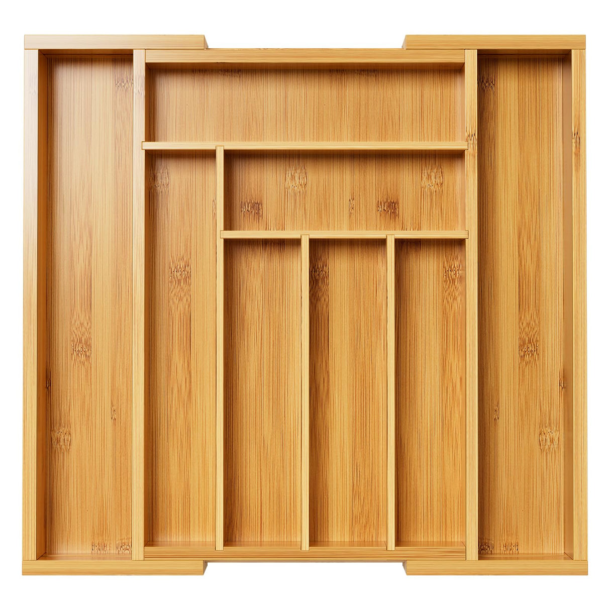 Pipishell Bamboo Expandable Drawer Organizer for Utensils Holder, Adjustable Cutlery Tray, Wood Drawer Dividers Organizer for Silverware, Flatware, Knives in Kitchen, Bedroom, Living Room(M-N) Pipishell