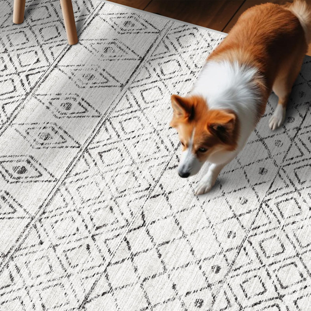 BYYVOO Hallway Runner Rug Washable 2'6"x8': Moroccan Non Slip Runner Rugs Soft Indoor Floor Carpet Low Pile Mat with Rubber Backing for Living Room Kitchen Bedroom 2'6"x8' Geo Grey BYYVOO