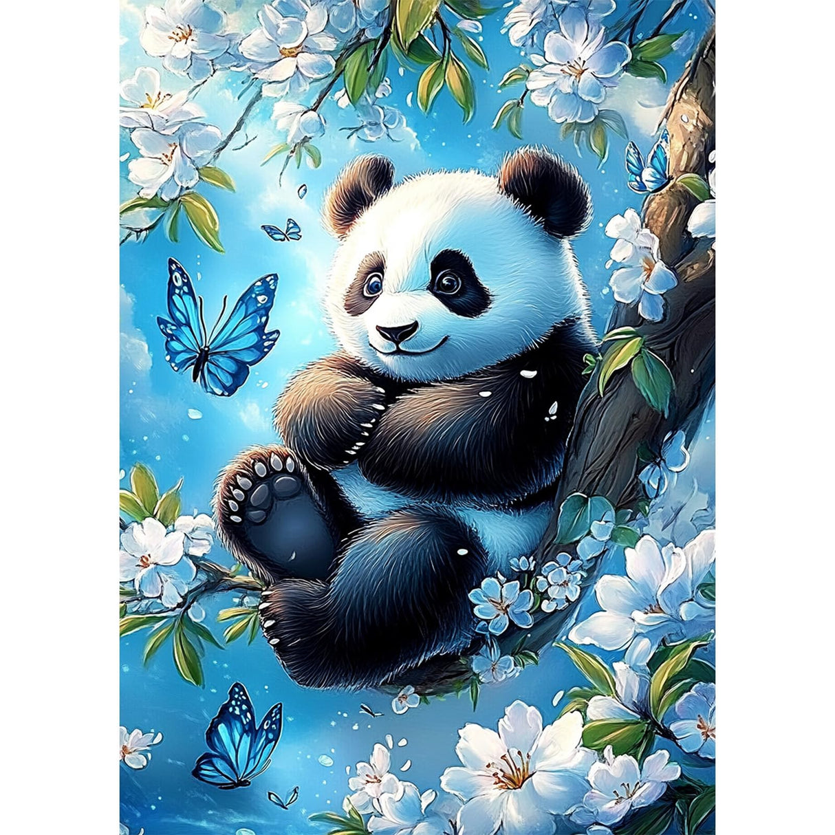 MEIYUDA Panda Diamond Painting Kits for Adults, 5D Flowers Panda Diamond Art Kits for Beginners, DIY Gem Art Crystal Painting for Home Wall Decor and Present 12x16inch MEIYUDA