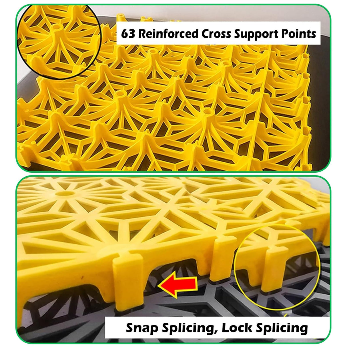 Interlocking Grille Floor Tiles with Drain Holes, 15.7x15.7in Garage Floor Tiles Interlocking Outdoor Car Wash Non Slip Splicing Mats for Patio, Pool, Balcony, Yard(40x40x3cm-4pcs) YIQIFLY