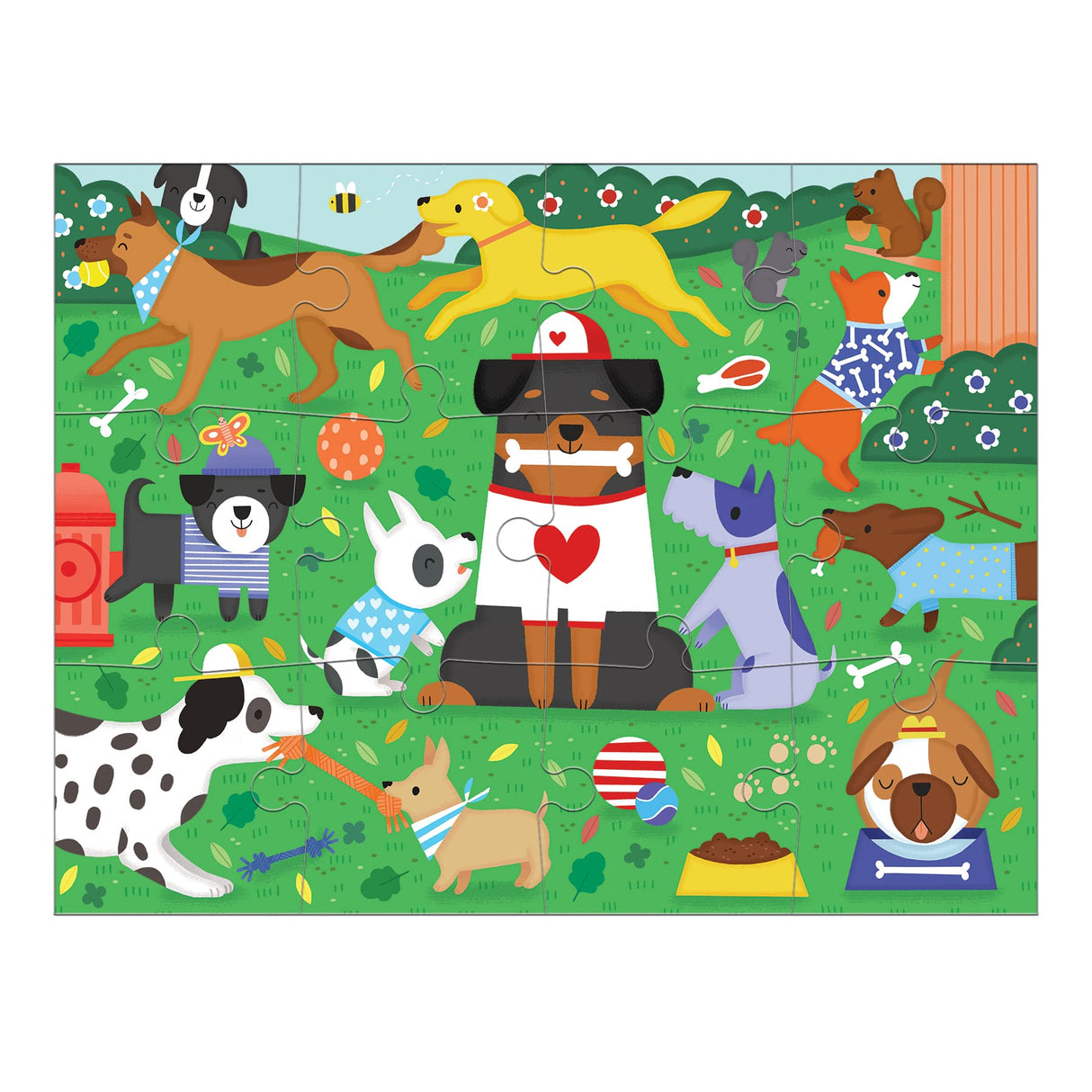 Mudpuppy Dog Days Can You Spot? Puzzle from Mudpuppy - 12 Piece Jigsaw Puzzle Featuring Colorful and Cute Puppies and 5 Things to Search and Find, 18" x 13.75", Ages 2+ Mudpuppy