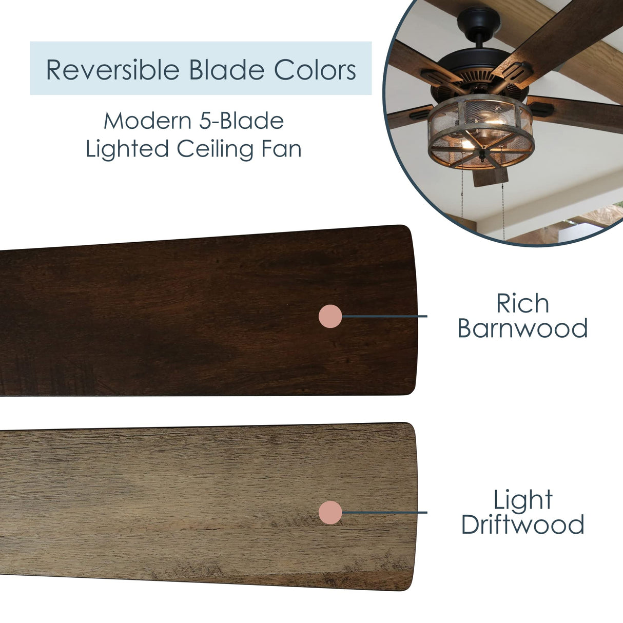 RIVER OF GOODS 52 Inch LED Modern Farmhouse Ceiling Fan with Light - Rustic Ceiling Fans with Lights - Elegant Industrial Fan with Mesh Metal Caged Shade - Brown RIVER OF GOODS