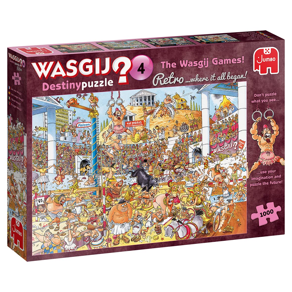 Jumbo, Wasgij, Retro Destiny 4 - The Wasgij Games!, Unique Jigsaw Puzzles for Adults, 1,000 Piece Jumbo