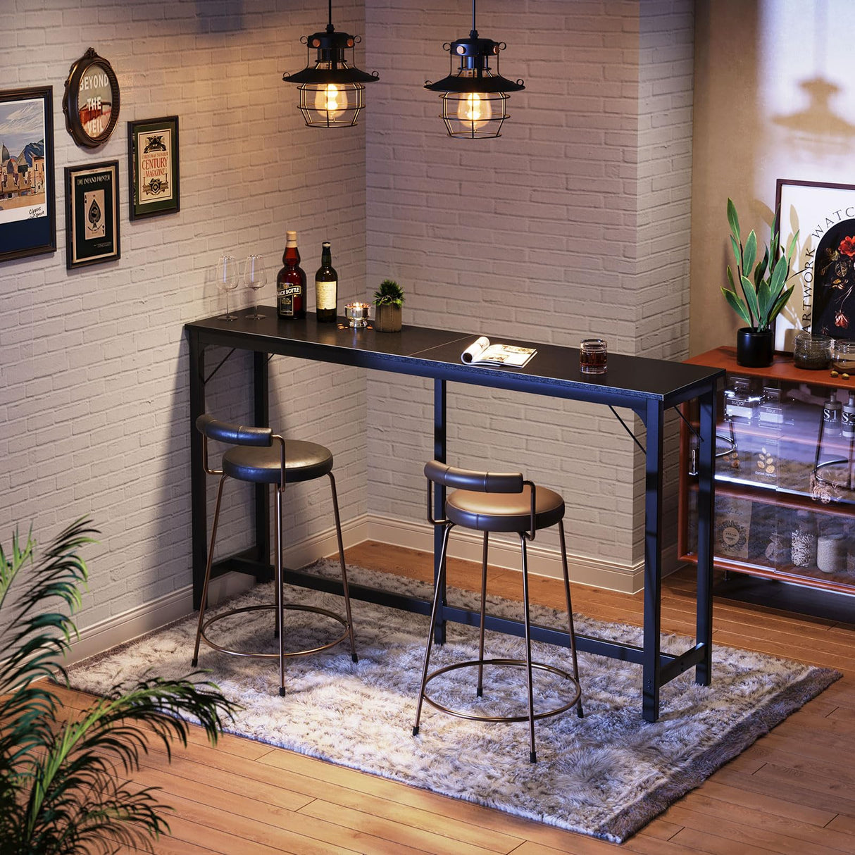 ODK 71 Inch Versatile Black Bar Table – Stylish Industrial High Top Dining and Pub Table ODK