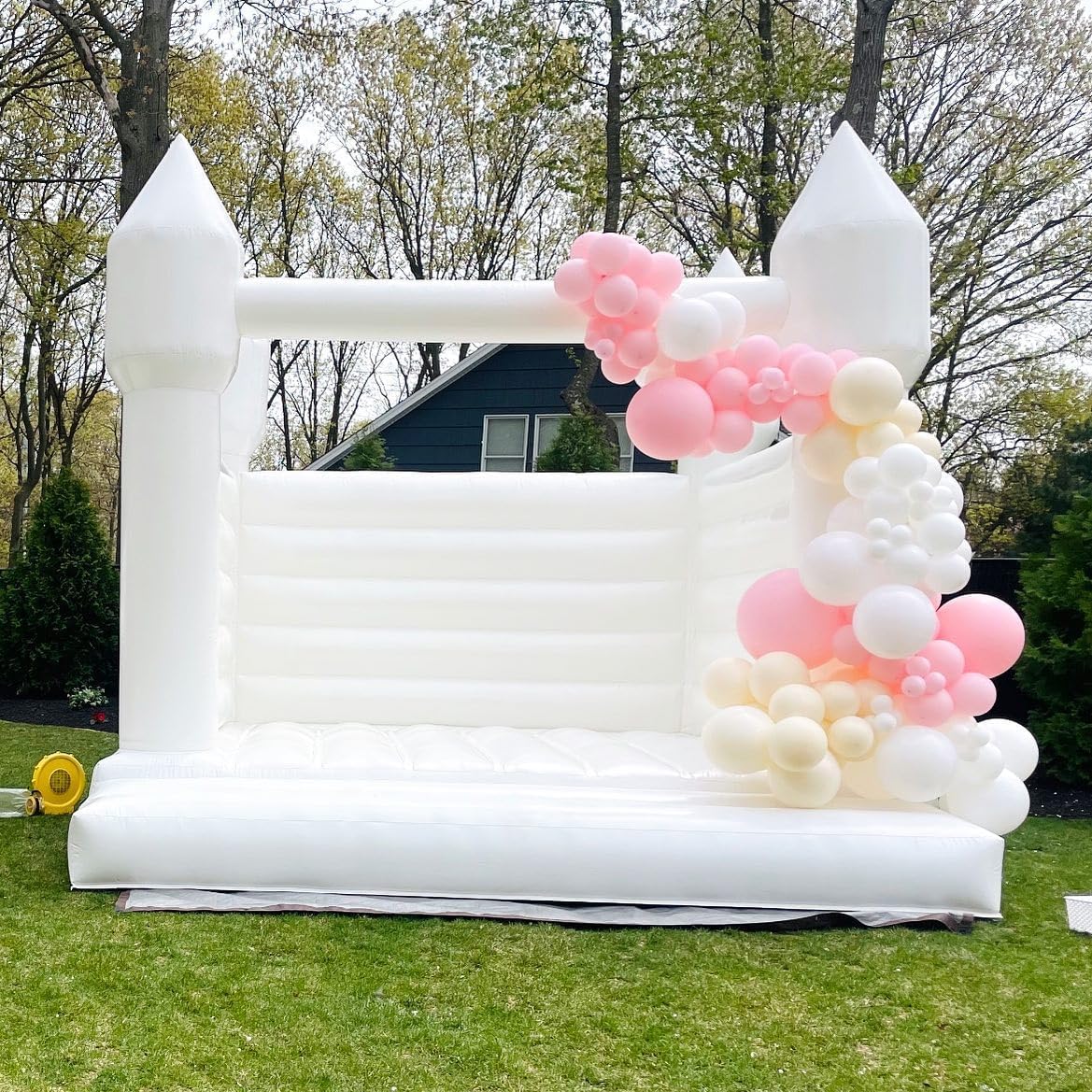iLink-outer White Bounce House for Kid and Adult with Slide Ball Pit Blower Large Oxford White Castle 13FT x 13FT x 12FT Kid Birthday Party Playhouse Gift iLink-outer