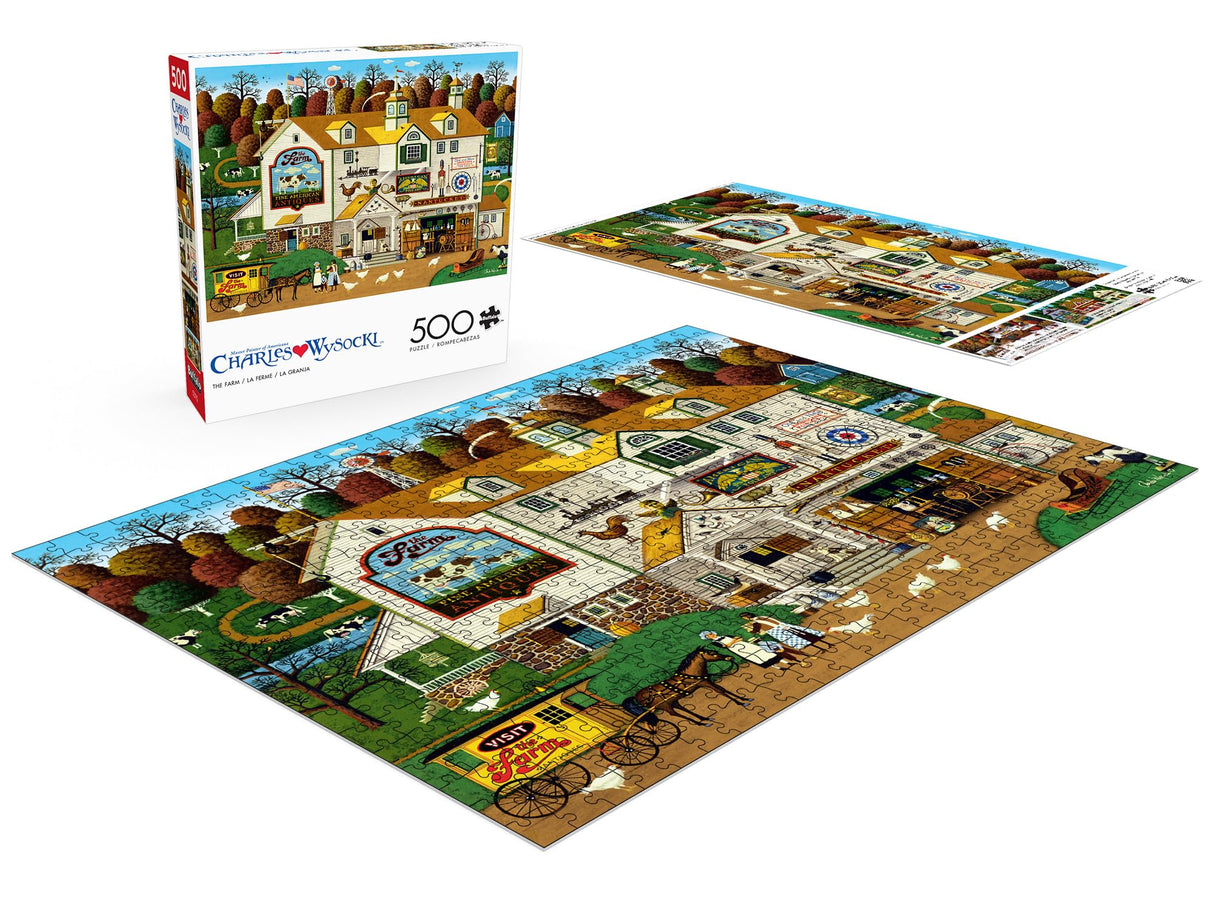 Buffalo Games - Charles Wysocki - The Farm - 500 Piece Jigsaw Puzzle for Adults -Challenging Puzzle Perfect for Game Nights - Finished Size is 21.25 x 15.00 Buffalo Games