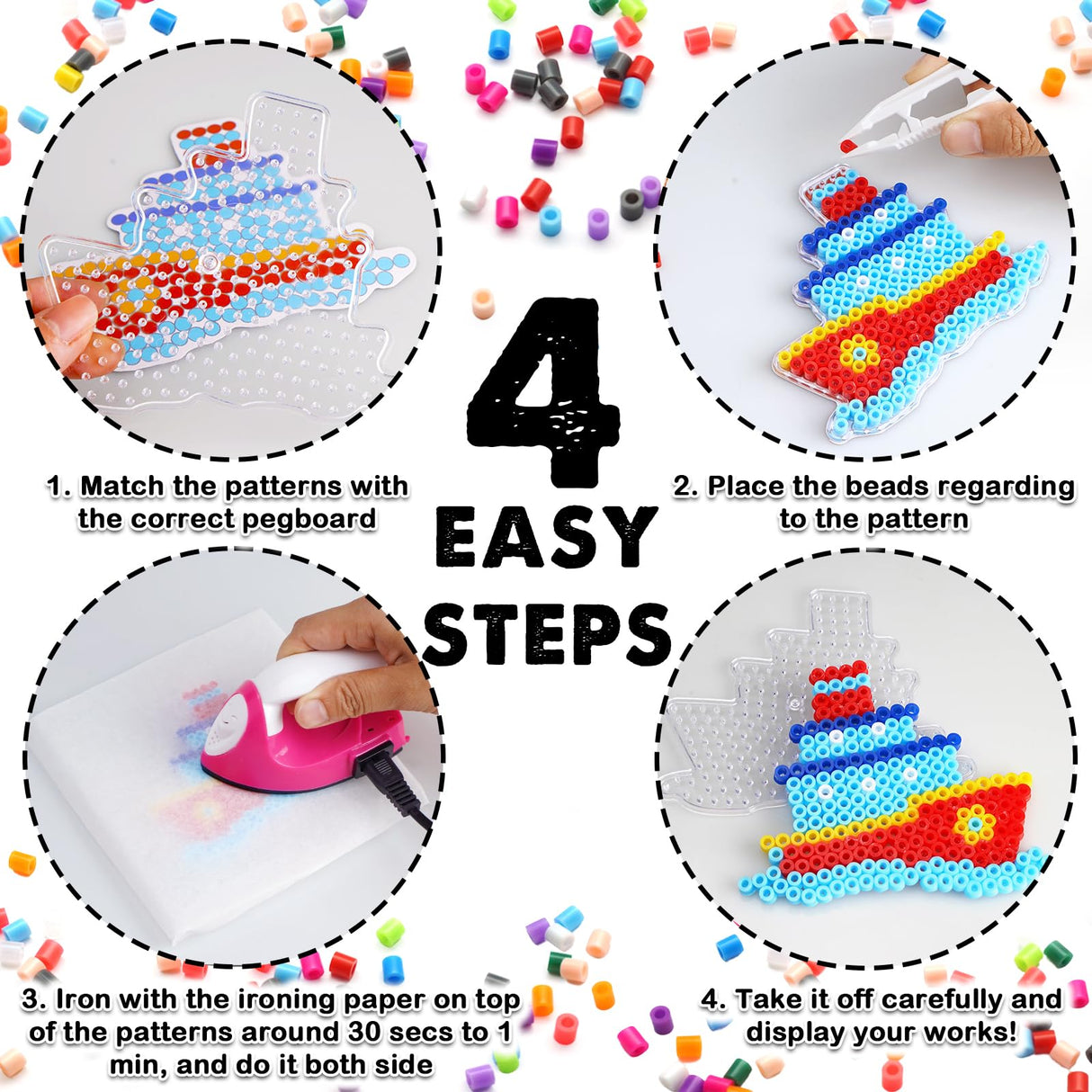 FUNZBO 13200 5mm Fuse Beads Kit - Fuse Beads Set with 20 pcs Special Shaped Pegboards, Home School Arts and Crafts Supplies for Kids, Gifts for Girls and Boys Age 5+ Years Old FUNZBO