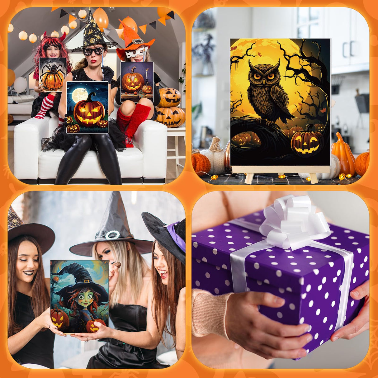Zhanmai 12 Pack Pre Drawn Canvas for Painting Sip and Paint Kit 8" x 10" Paint Party Set Canvas Painting Pre Printed Canvases for Party Favor DIY Virtual Adult's Date Night(Halloween Pumpkin) Zhanmai