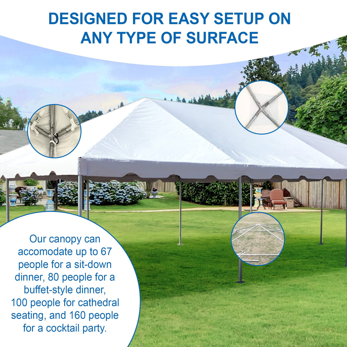 Party Tents Direct 20'x40' Weekender West Coast Tent Frame Party Tent with Sidewalls (White) - Tents for Parties, Weddings, Birthdays, Banquets, Fiestas, Workshop, Outdoor Event Party Tents Direct