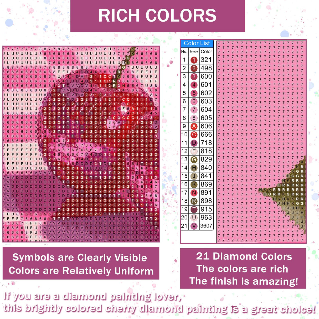 Gamteldot Diamond Art Kits for Adults,Cherry Diamond Painting Kits,5D Diamond Art DIY Full Drill Diamond Dots Gem Art Craft with Full Tools,for Home Wall Decor Gift-12x16in Gamteldot