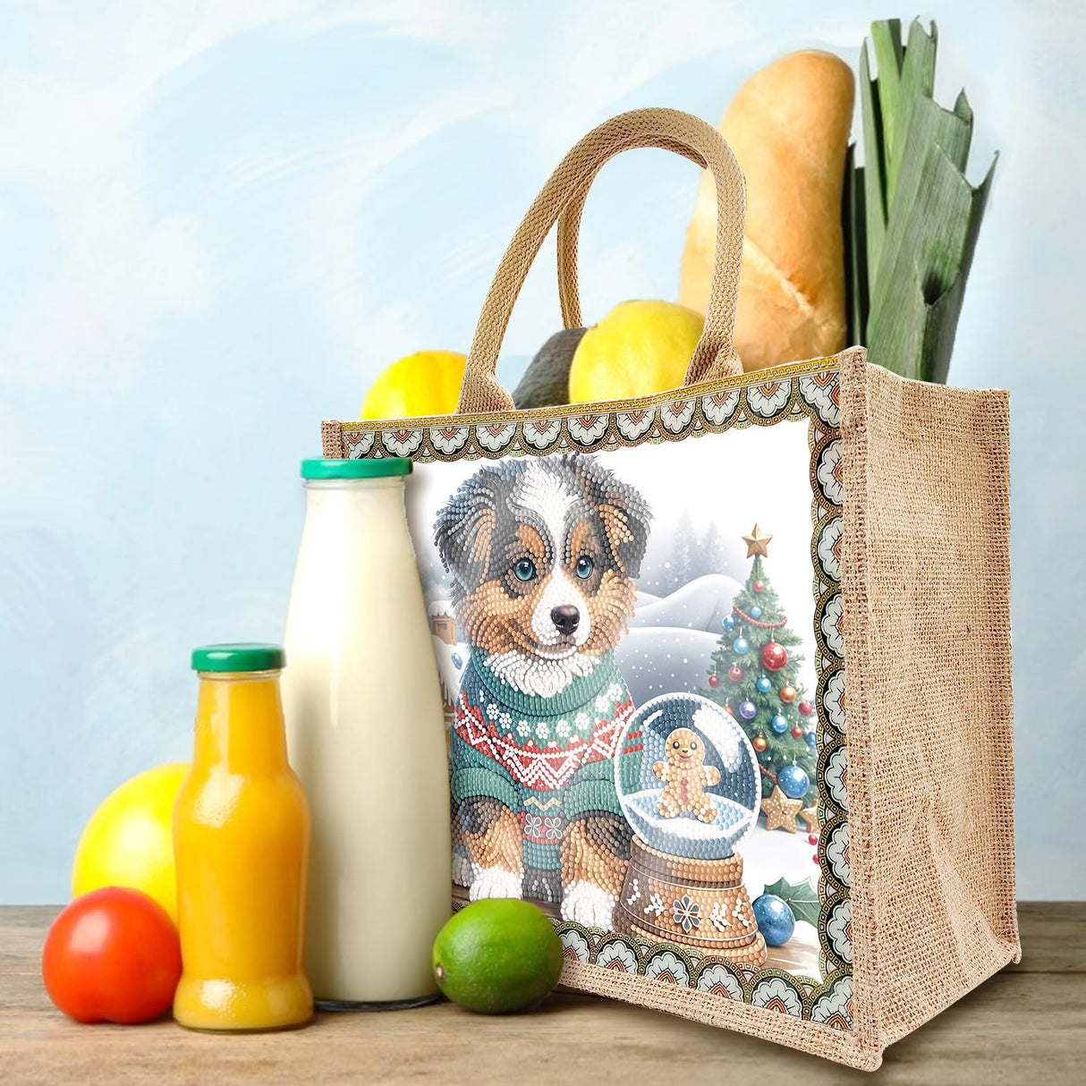 ARTopet DIY Diamond Art Painting Bags Christmas Handbag Handmade Shopping Tote Bags with Canvas Pattern Reusable Grocery Bag for Women Art Craft Gift-Dog ARTopet