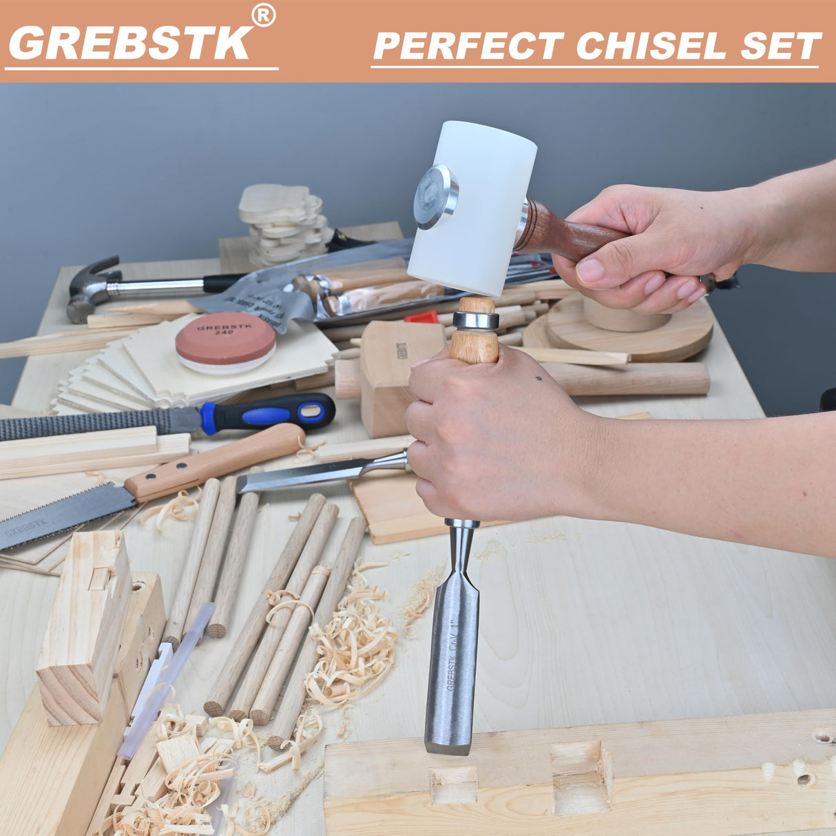 GREBSTK 4pcs Semicircle Chisel Set Carpenter Gouge Chrome Vanadium Steel Semi-Circular Cr-V Woodworking Carving Chisel GREBSTK