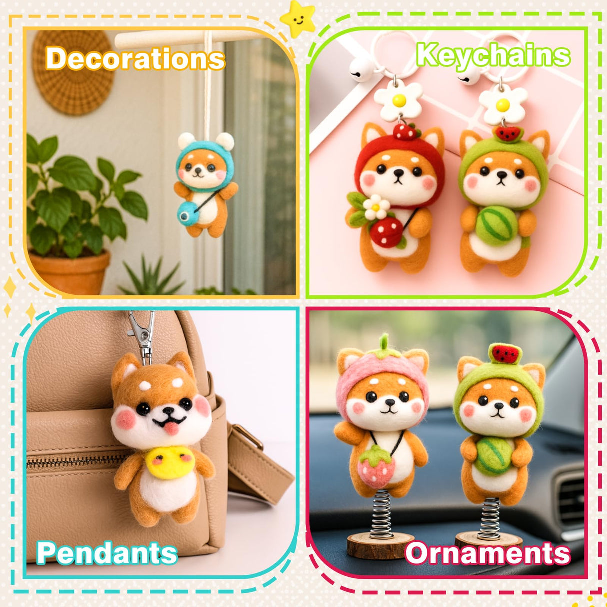 KIDS KING Needle Felting Kit for Beginners & Adults – 6 Piece of Shiba Inu Plush Dolls DIY with Instruction, Material Tools: Wool, Needles, Felting Pad, Arts & Crafts Toys for Beginner Kids Age 6-12 KIDS KING