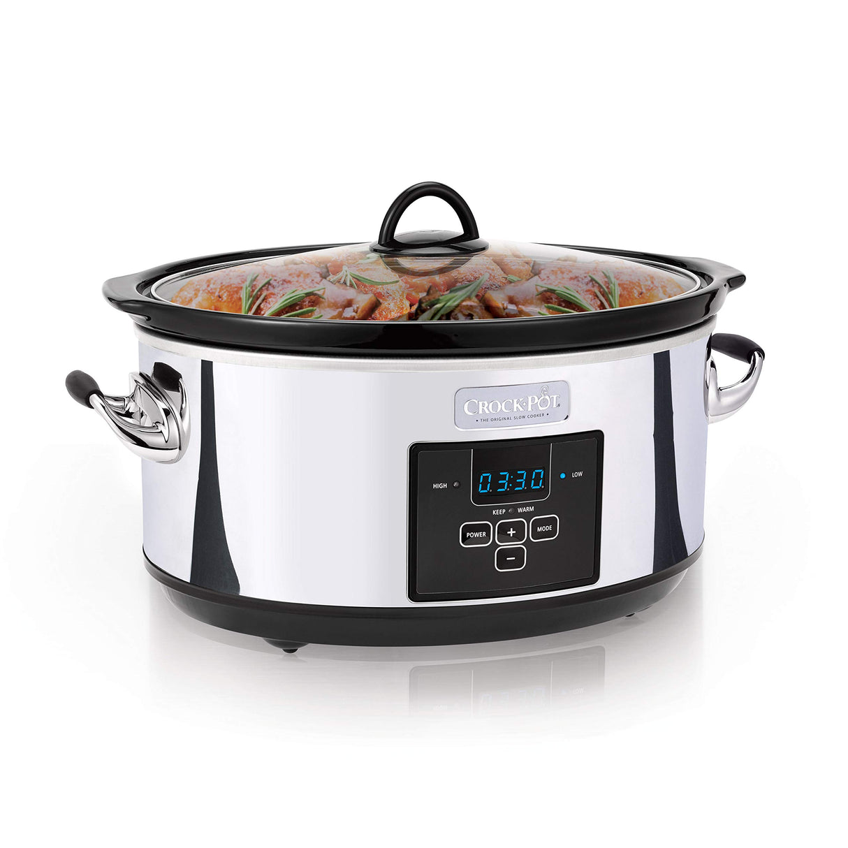 Crock-Pot 7 Quart Programmable Slow Cooker with Digital Timer, Food Warmer, Polished Platinum, Perfect for Everyday Meals and Entertaining Crock-Pot