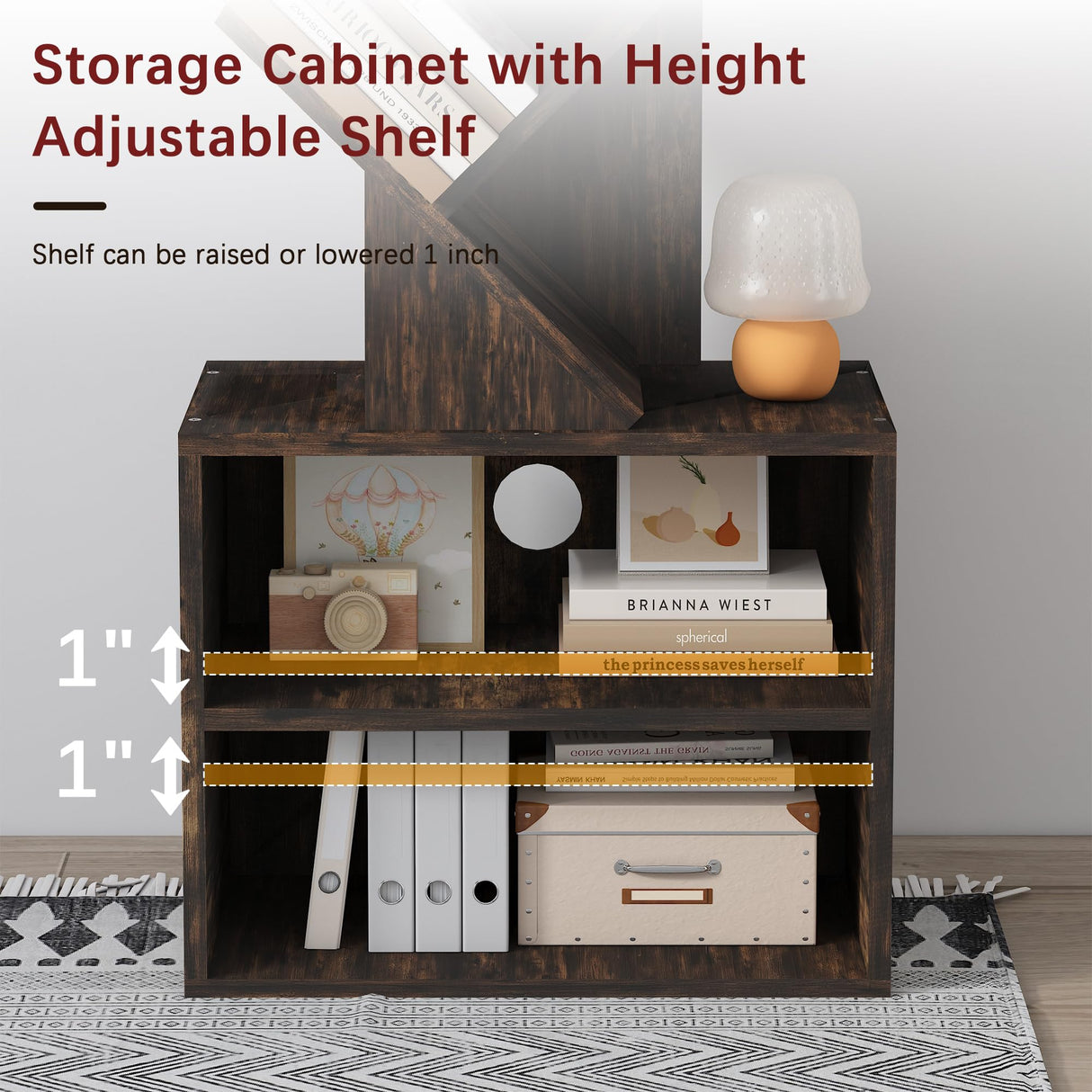 Azaeahom 8 Tier Tree Bookshelf, Wood Bookcase with Storage Cabinet, Modern Tall Narrow Bookshelves Organizer, Floor Standing Book Shelf for Bedroom/Living Room/Home Office/Corner (Brown, 8 Tier) Azaeahom