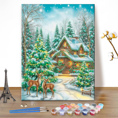 EOBROMD Christmas Paint by Numbers Kits for Adults, Winter DIY Kits Crafts for Beginner, Painting Adults, Christmas Oil Paint by Numbers for Home Decor Gift 16x20inch(Without Frame)